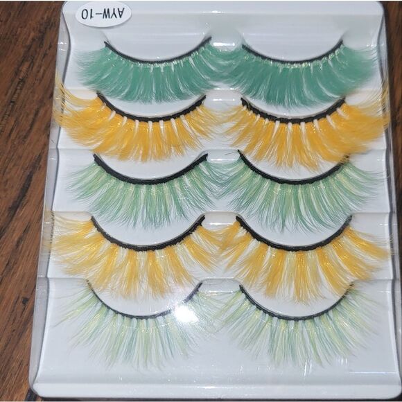 NWOT Set of 5 Green & Yellow Lashes - Picture 2 of 2